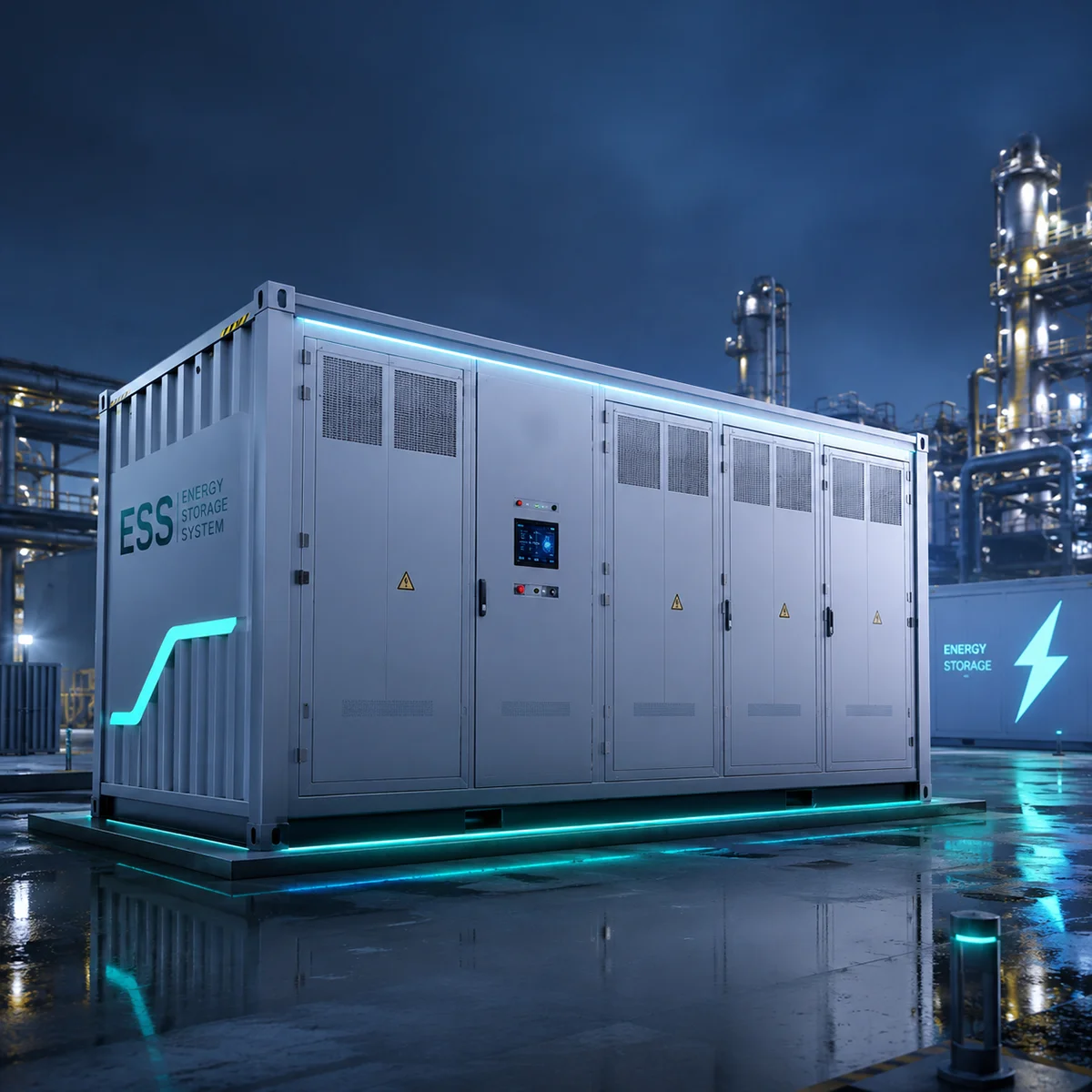 Industrial container battery storage system